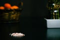 Sea Ã¢â¬â¹Ã¢â¬â¹salt. lump of sea salt on the table in the kitchen. detail.